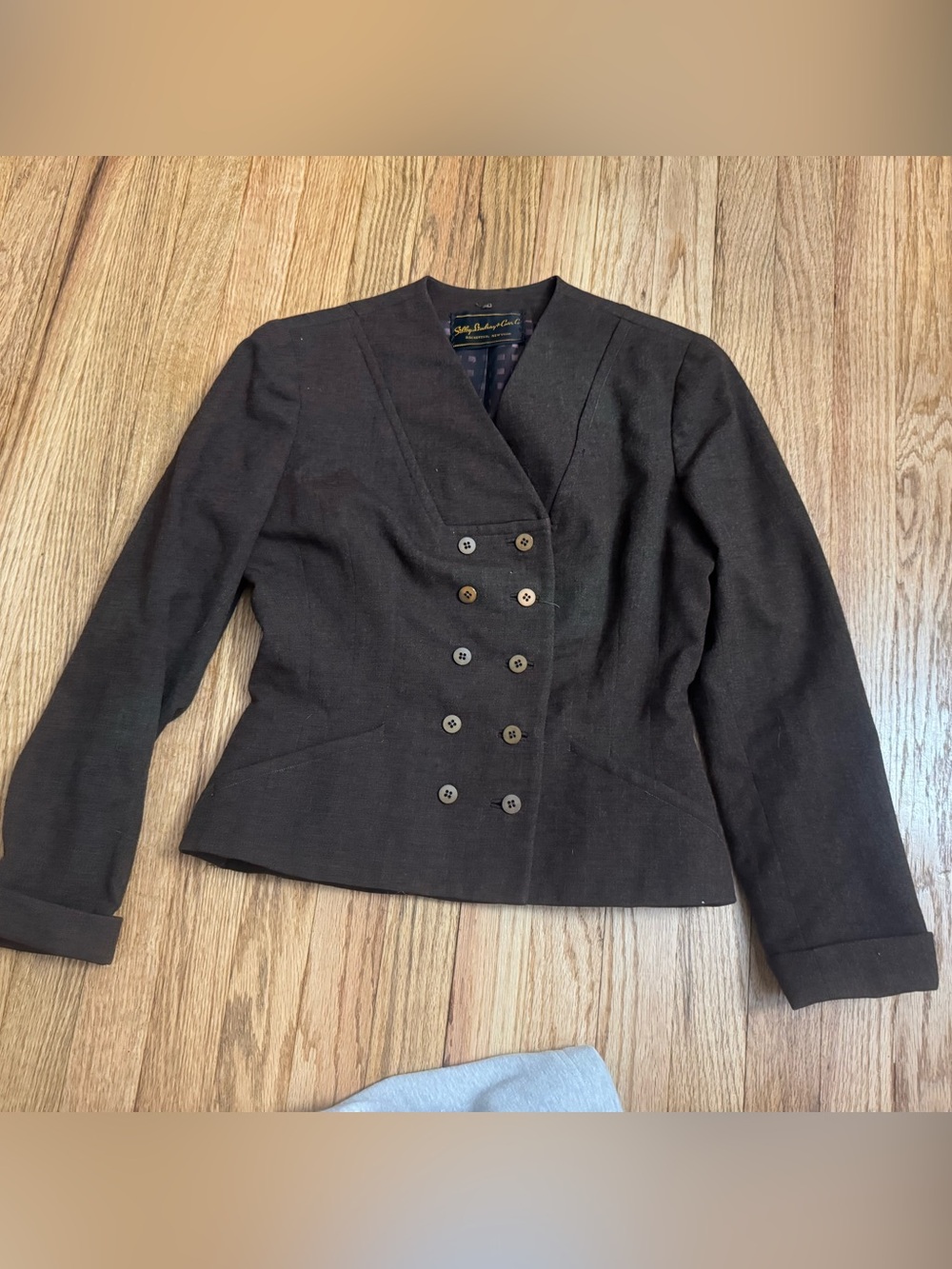 Vtg chocolate brown double-breasted blazer